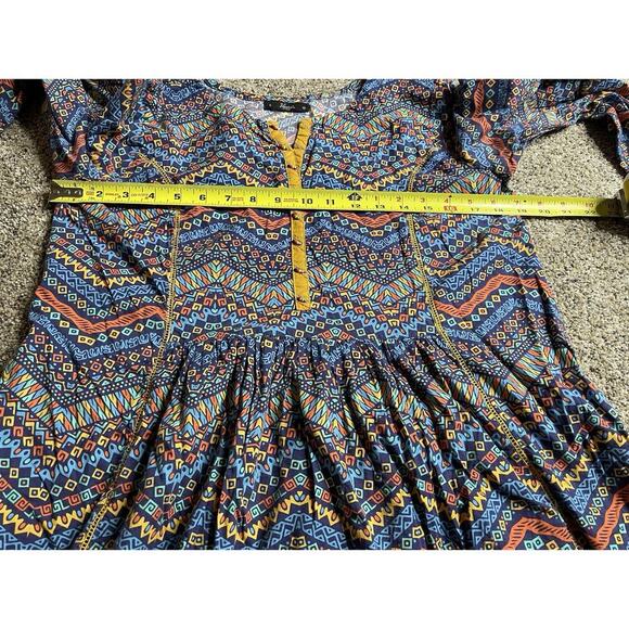 Artsy Beaded Embellished Flowy Tunic Shirt Boho Colorful Floral Size Small - Picture 6 of 6